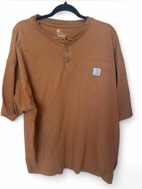 Carhartt Brown Short-Sleeve Henley Pocket Tee